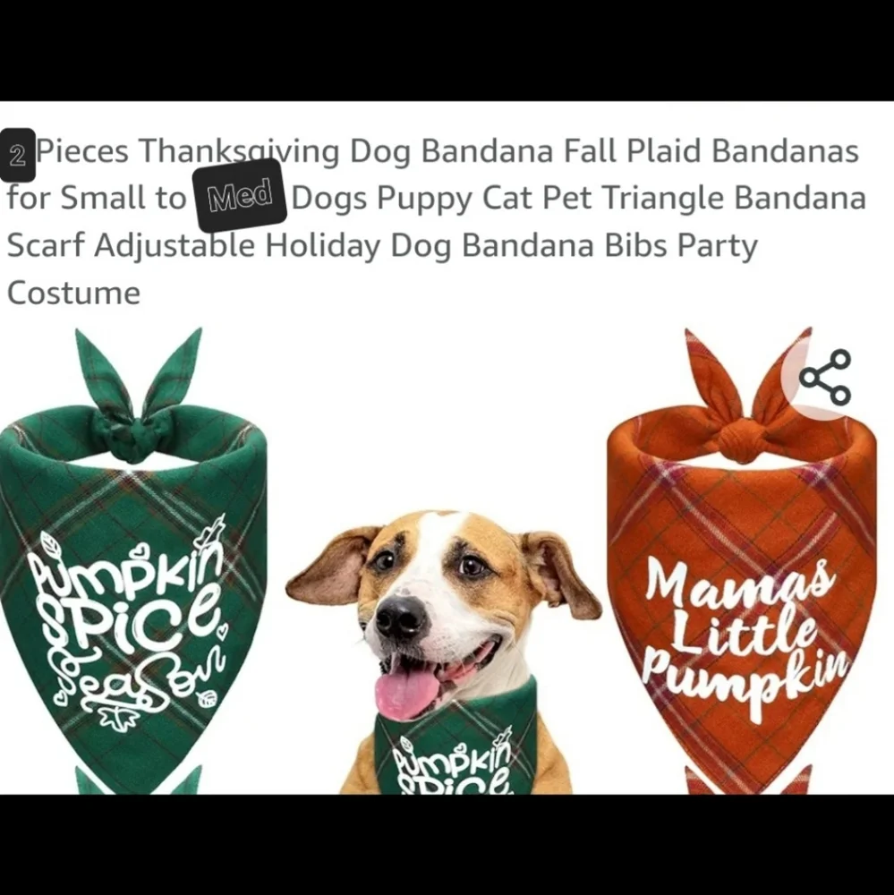 New! Fall plaid themed dog bandanas set of 2 for small & medium dogs
